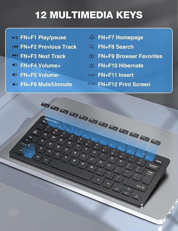 TECKNET Wireless Keyboard and Mouse Combo, Mini Cordless Computer Keyboard and Mouse Set 2.4GHz, Silent Adjustable 1600 DPI, Quiet Click, Lag-Free for Computer, Laptop, PC, Windows, Mac, Chrome OS - Image 5