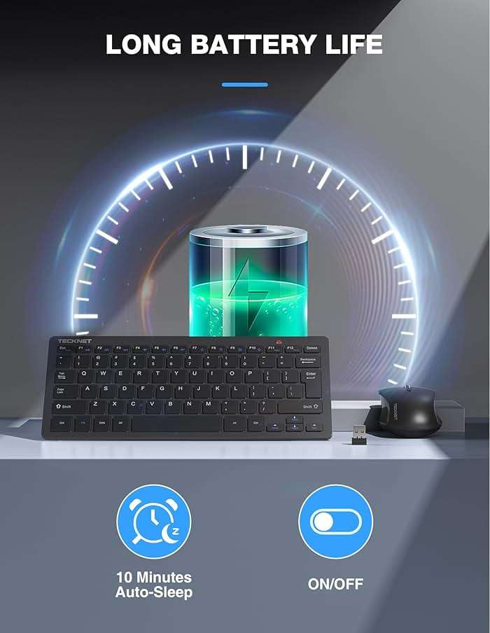 TECKNET Wireless Keyboard and Mouse Combo, Mini Cordless Computer Keyboard and Mouse Set 2.4GHz, Silent Adjustable 1600 DPI, Quiet Click, Lag-Free for Computer, Laptop, PC, Windows, Mac, Chrome OS - Image 6