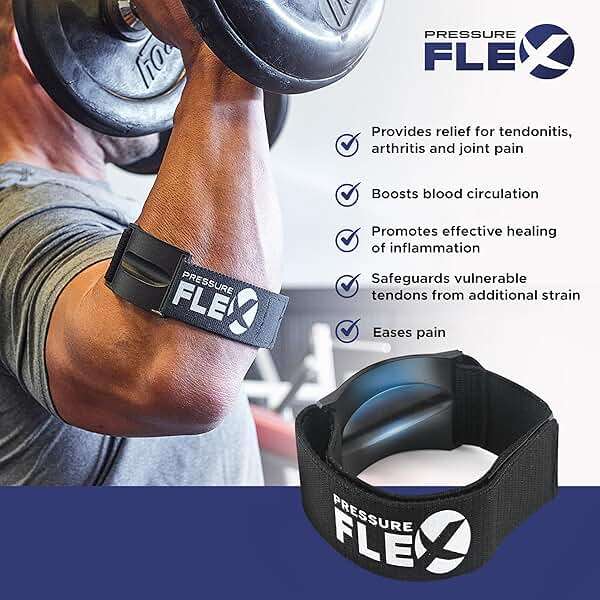 Tennis Elbow Brace for Men - Golfers Elbow Brace for Men, Forearm Compression Tendonitis Relief Arm Band, Adjustable Strap with Pressure Ridge Bar, Forearm Support Strap for Quick Recovery - Image 3