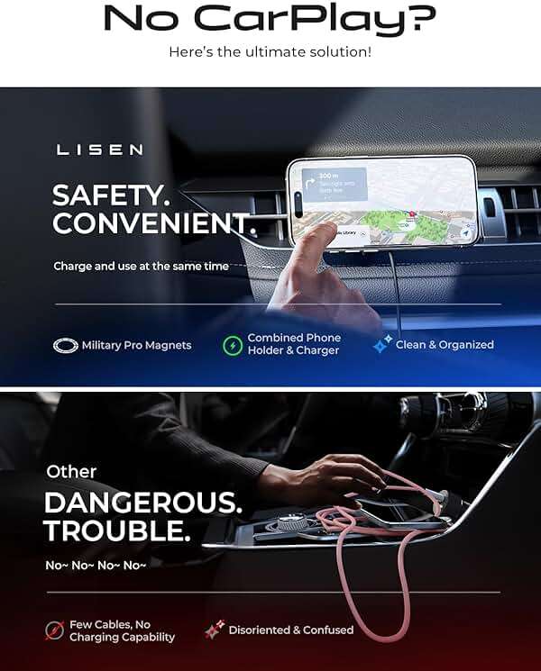 LISEN for 15W MagSafe Car Mount Charger,Magnetic Wireless Car Charger for iPhone 17 Pro Max Accessories,Magnetic Phone Holder for iPhone 17 Air Pro Max Plus 16 15 14 13 12,Samsung S25/24 with MagSafe - Image 7