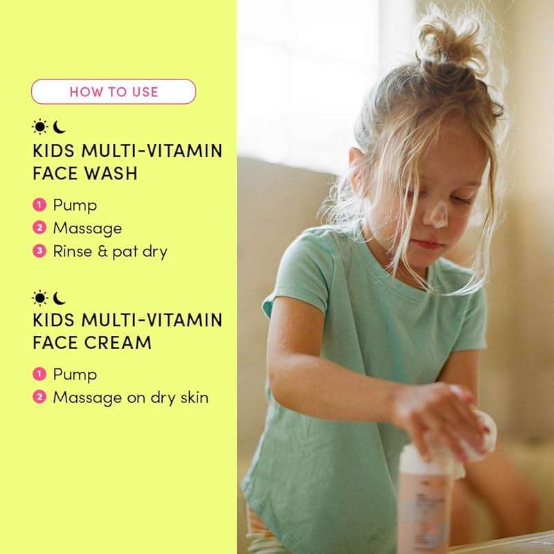 Evereden Kids Routine Bundle - Detangling Shampoo and Conditioner + Multi-Vitamin Face Wash and Face Cream for Kids 3+ - Image 6