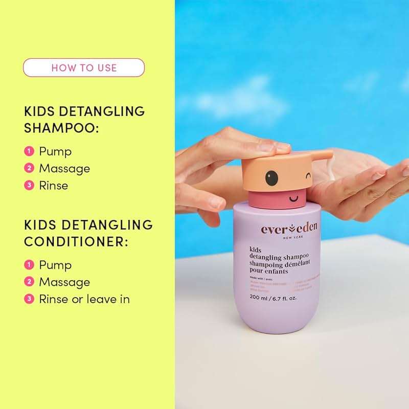 Evereden Kids Routine Bundle - Detangling Shampoo and Conditioner + Multi-Vitamin Face Wash and Face Cream for Kids 3+ - Image 7
