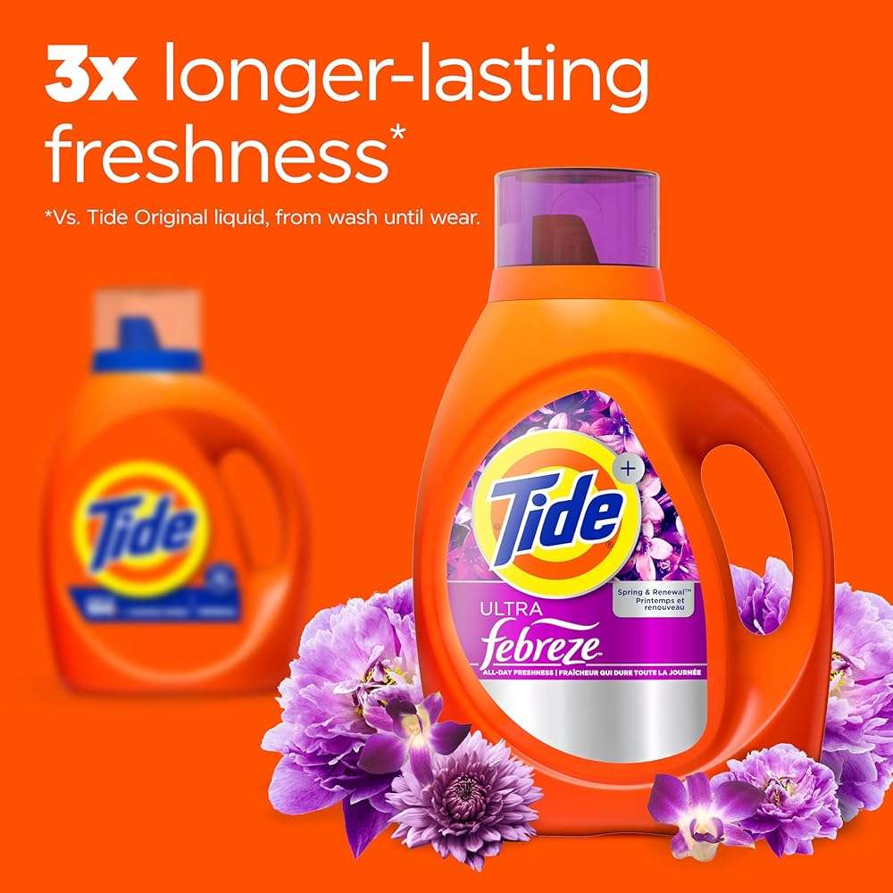 Tide Ultra Febreze Liquid Laundry Detergent, Spring and Renewal scent, 84 fl oz, 59 Loads, Laundry Detergent Liquid with All-Day Freshness - Image 4