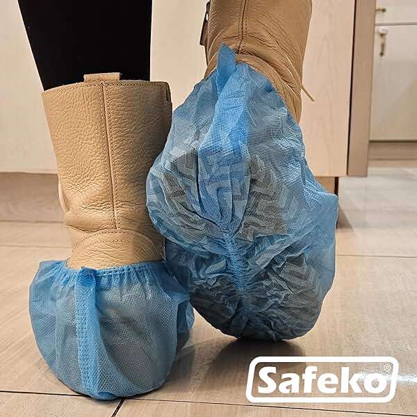 Safeko Premium Disposable Boot & Shoe Covers Booties, Durable, Non-Slip, Non-Toxic, Recyclable Protectors, Fits Most Shoes - Blue - Pack of 100 (50 Pairs) - Image 2