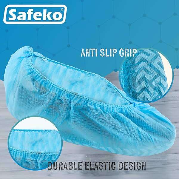Safeko Premium Disposable Boot & Shoe Covers Booties, Durable, Non-Slip, Non-Toxic, Recyclable Protectors, Fits Most Shoes - Blue - Pack of 100 (50 Pairs) - Image 3