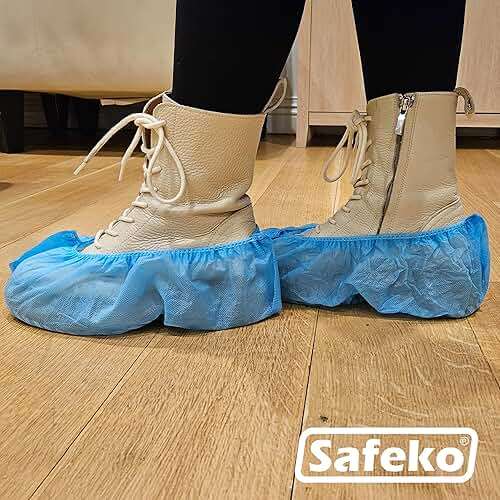 Safeko Premium Disposable Boot & Shoe Covers Booties, Durable, Non-Slip, Non-Toxic, Recyclable Protectors, Fits Most Shoes - Blue - Pack of 100 (50 Pairs) - Image 4