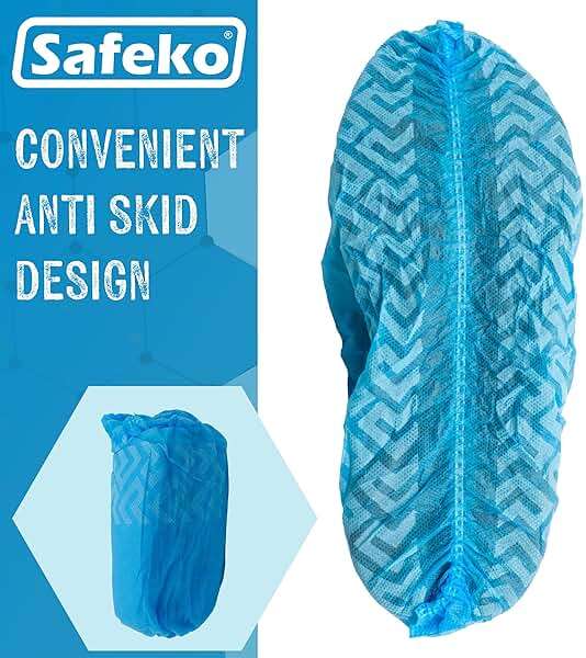 Safeko Premium Disposable Boot & Shoe Covers Booties, Durable, Non-Slip, Non-Toxic, Recyclable Protectors, Fits Most Shoes - Blue - Pack of 100 (50 Pairs) - Image 5