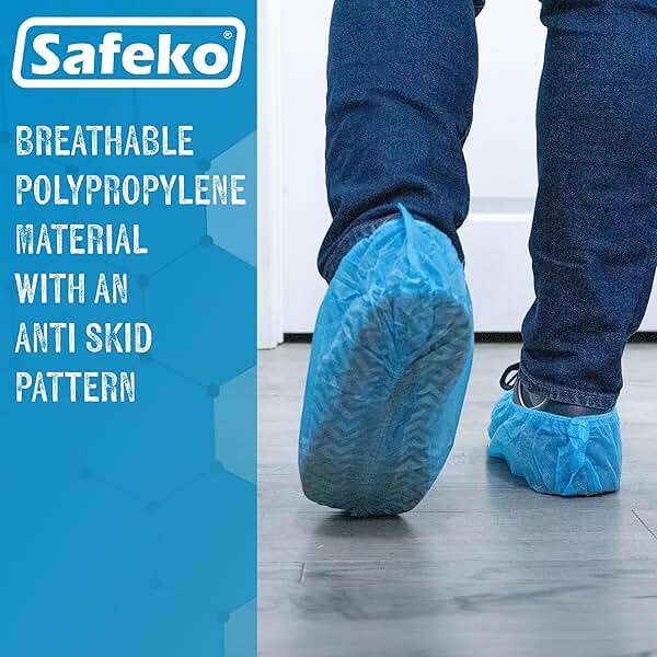 Safeko Premium Disposable Boot & Shoe Covers Booties, Durable, Non-Slip, Non-Toxic, Recyclable Protectors, Fits Most Shoes - Blue - Pack of 100 (50 Pairs) - Image 6