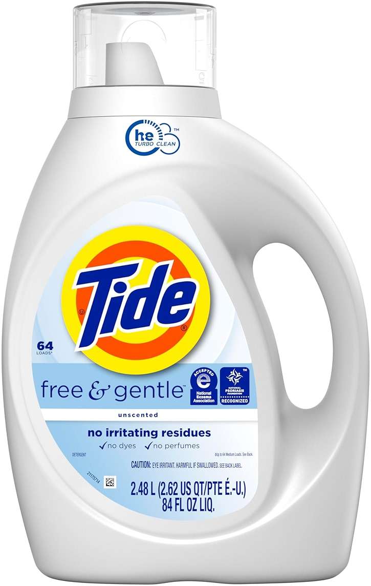 Tide Free & Gentle Liquid Laundry Detergent, 64 Loads, 84 fl oz, Tide Laundry Detergent, Clean Laundry Detergent - Image 11
