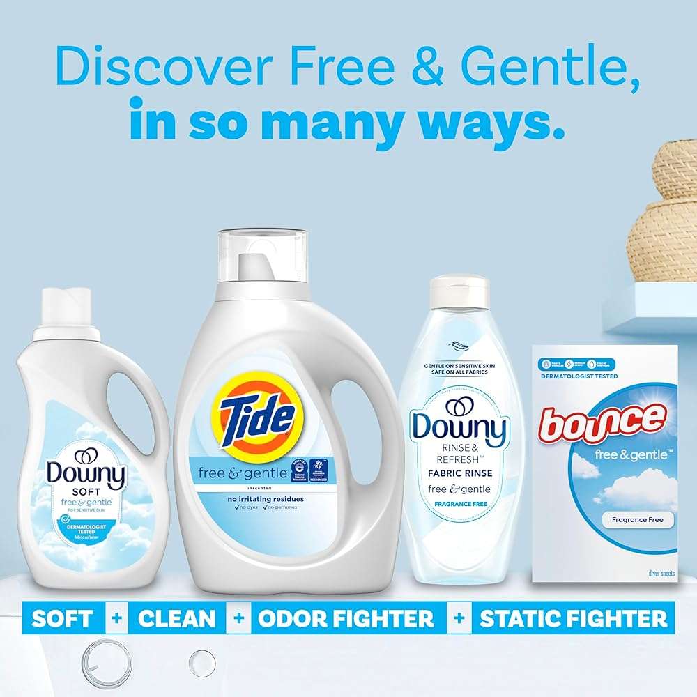 Tide Free & Gentle Liquid Laundry Detergent, 64 Loads, 84 fl oz, Tide Laundry Detergent, Clean Laundry Detergent - Image 9