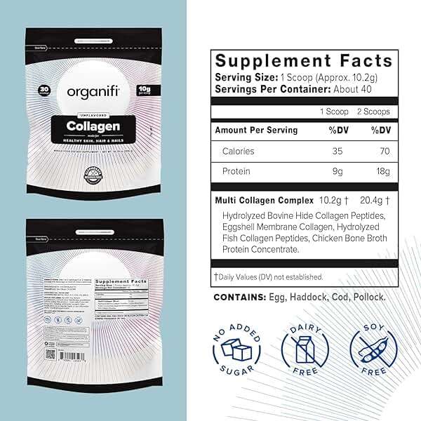 Organifi Collagen Powder - Fuller Hair, Stronger Nails, and Radiant Skin - Replenish and Rebuild Your Body - Gluten-Free, Dairy-Free, and Soy-Free Hydrolyzed Multi Collagen Peptides, 30 Servings - Image 2