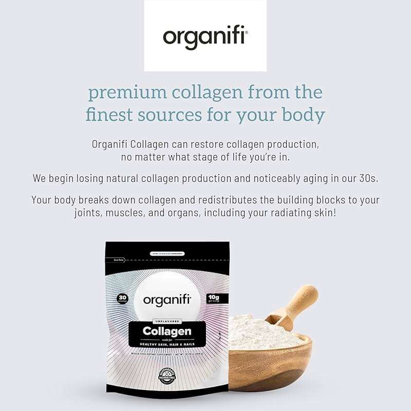 Organifi Collagen Powder - Fuller Hair, Stronger Nails, and Radiant Skin - Replenish and Rebuild Your Body - Gluten-Free, Dairy-Free, and Soy-Free Hydrolyzed Multi Collagen Peptides, 30 Servings - Image 4