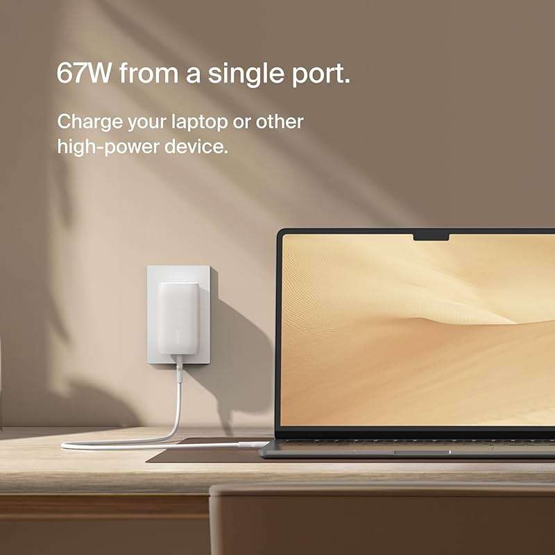 Belkin 3-Port USB C Charger Block 67W - PPS, USB-C PD 3.1 Enabled Fast Charging Charger for iPhone 17, MacBook Pro, AirPods, Samsung Galaxy S25, Google Pixel 10, Nintendo Switch 2 & More - White - Image 3