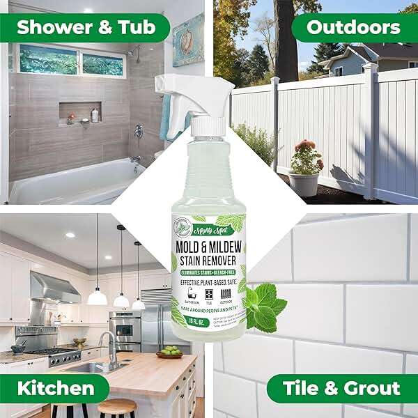 Mighty Mint Mold & Mildew Stain Remover Spray, Rapid Clean for Bathroom, Kitchen, Hard Water, Outdoors, Natural Peppermint Scent, 16oz - Image 2