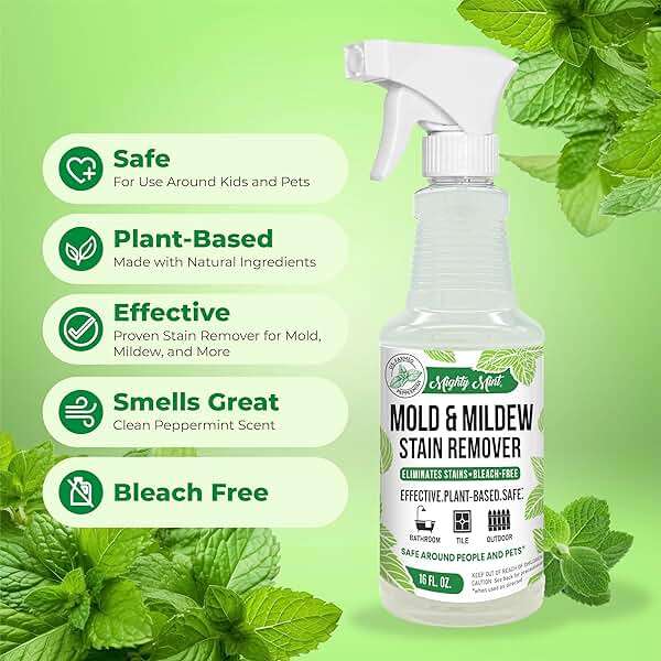 Mighty Mint Mold & Mildew Stain Remover Spray, Rapid Clean for Bathroom, Kitchen, Hard Water, Outdoors, Natural Peppermint Scent, 16oz - Image 6