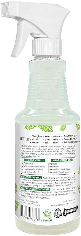 Mighty Mint Mold & Mildew Stain Remover Spray, Rapid Clean for Bathroom, Kitchen, Hard Water, Outdoors, Natural Peppermint Scent, 16oz - Image 8