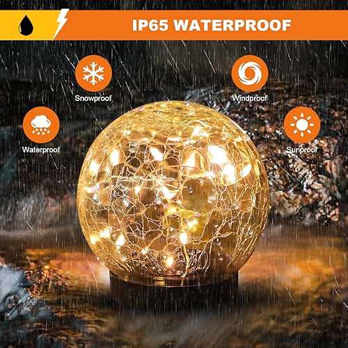 MLKNK Solar Globe Lights Outdoor Waterproof-Solar Balls-Solar Garden Lights-Orbs for Outside 4 Pack Cracked Glass Ball for Lawn Patio Yard Backyard Decorations - Image 2