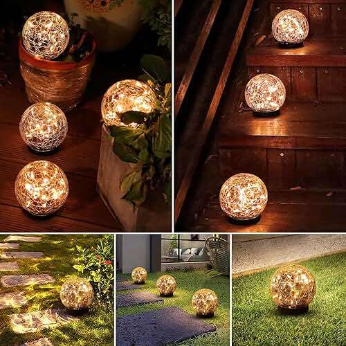 MLKNK Solar Globe Lights Outdoor Waterproof-Solar Balls-Solar Garden Lights-Orbs for Outside 4 Pack Cracked Glass Ball for Lawn Patio Yard Backyard Decorations - Image 7