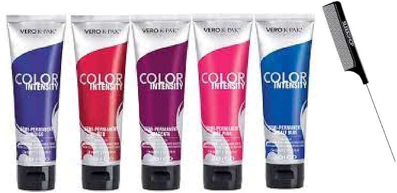 Intense Comb + Co𝐥o𝐫 Int𝐞n𝐬it𝐲 by J, SEMI-PERMANENT Creme Hair Color, Deep, Bold, Vibrant Colours (w/SIeekshop Rat Tail Pin Comb) Cream Haircolor Dye (Am𝐞thy𝐬t PurpI𝐞) - Image 1