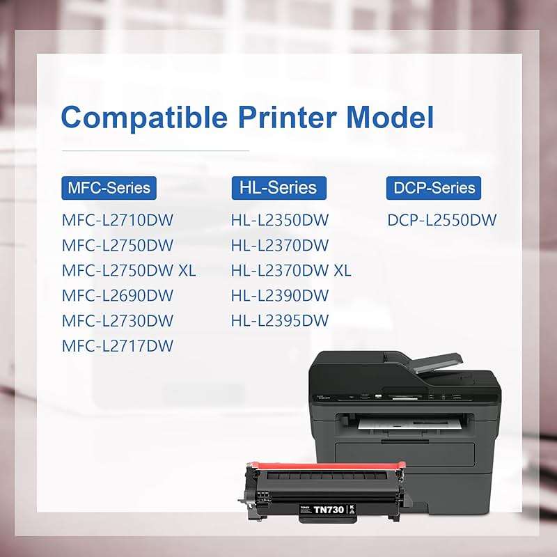 TN730 TN-730 Toner Cartridge 2-Pack Replacement for Brother TN730 Toner Cartridge - Black DCP-L2550DW MFC-L2710DW MFC-L2750DW HL-L2350DW HL-L2370DW HL-L2395DW HL-L2390DW Printer - Image 2