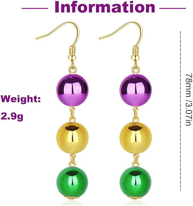 Mardi Gras Earrings Mardi Gras Beaded Mask Dangle Earrings for Women, Pendientes De Carnaval,Carnival Parade Jewelry Holiday Gifts - Image 4