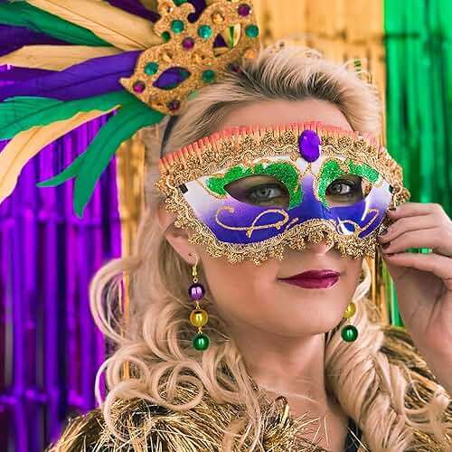 Mardi Gras Earrings Mardi Gras Beaded Mask Dangle Earrings for Women, Pendientes De Carnaval,Carnival Parade Jewelry Holiday Gifts - Image 5
