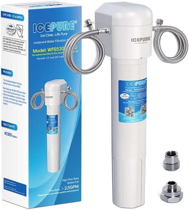 ICEPURE 21" WFS5300A 5 Years Under Sink Water Filtration System, 40000 Gallons NSF/ANSI CAN372 & 42 Certified, Direct Connect Drinking Faucet, Removes Chlorine, Odor, Heavy Metals - Image 1