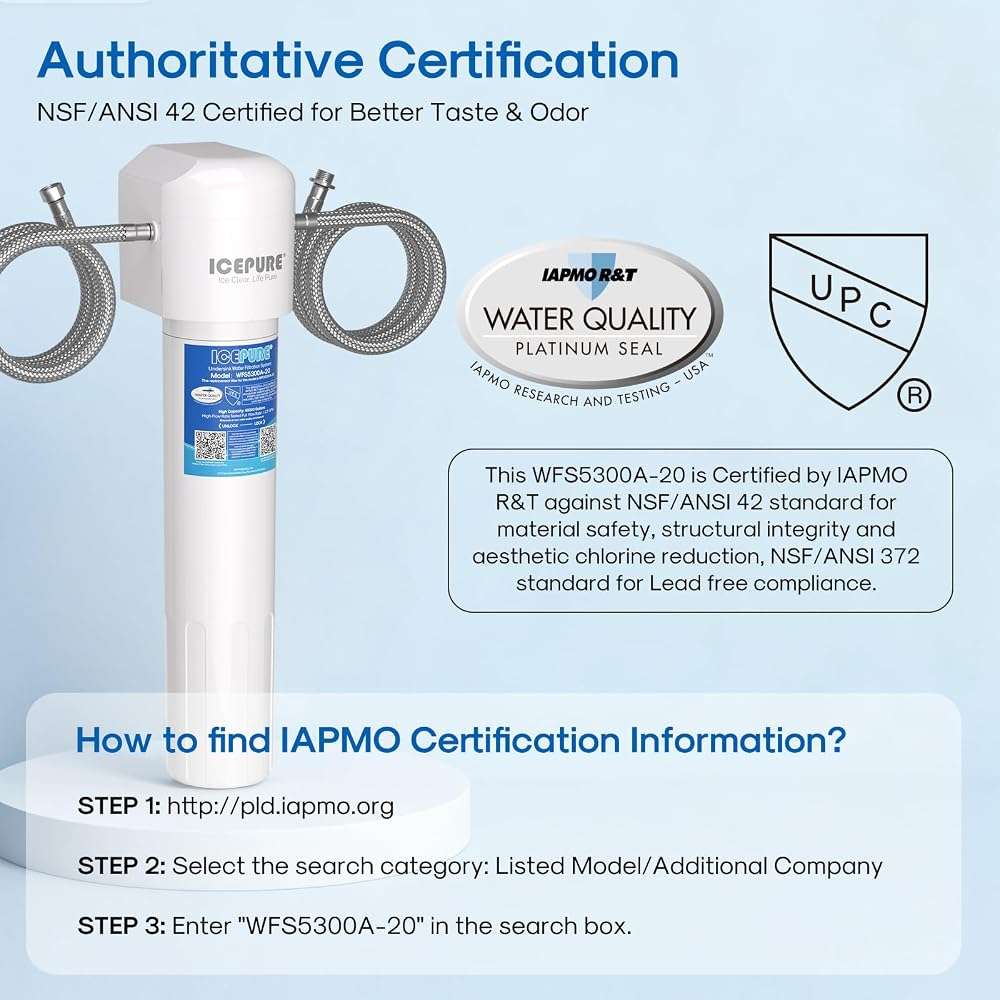 ICEPURE 21" WFS5300A 5 Years Under Sink Water Filtration System, 40000 Gallons NSF/ANSI CAN372 & 42 Certified, Direct Connect Drinking Faucet, Removes Chlorine, Odor, Heavy Metals - Image 2