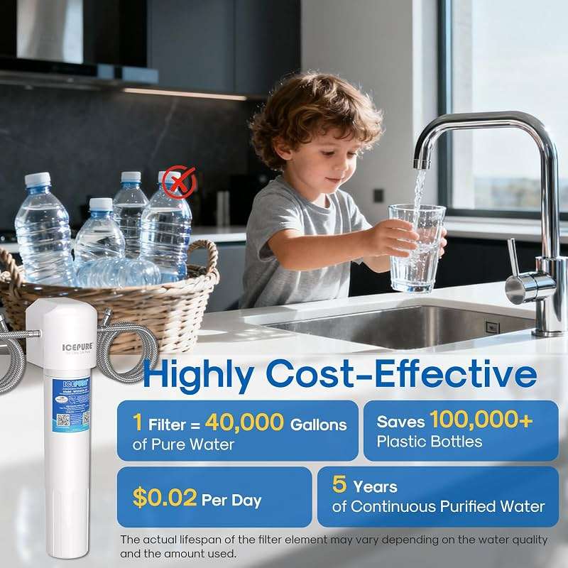 ICEPURE 21" WFS5300A 5 Years Under Sink Water Filtration System, 40000 Gallons NSF/ANSI CAN372 & 42 Certified, Direct Connect Drinking Faucet, Removes Chlorine, Odor, Heavy Metals - Image 9