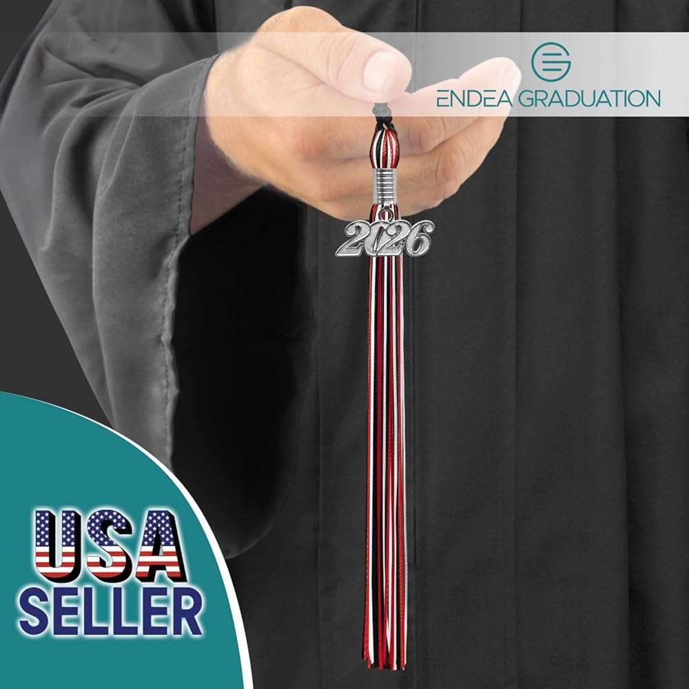 Endea Graduation Mixed Triple Color Tassel with Silver Date Drop - Image 2