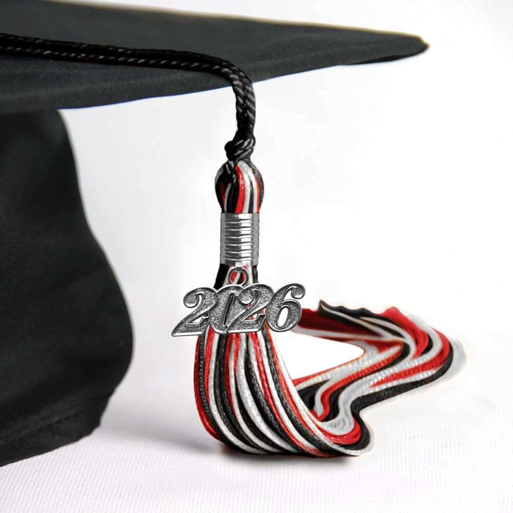Endea Graduation Mixed Triple Color Tassel with Silver Date Drop - Image 4