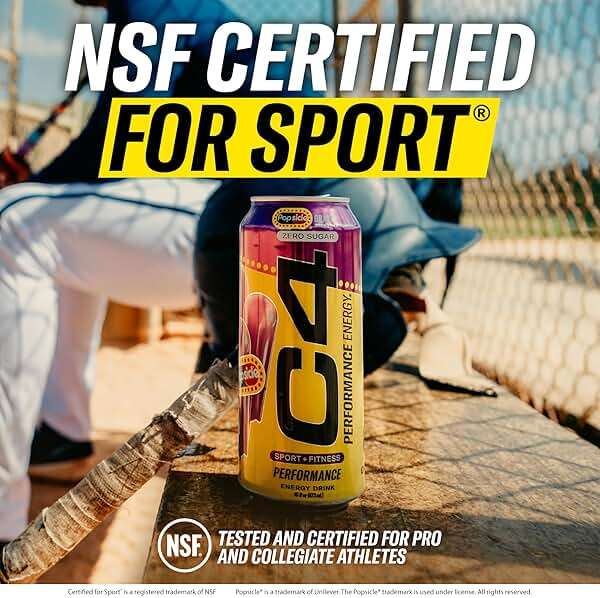 C4 Performance Energy Drink, Cherry Popsicle, Zero Sugar Carbonated Preworkout Energy, 200mg Caffeine with Beta Alanine, 16 Fl Oz (12 Pack) - Image 4