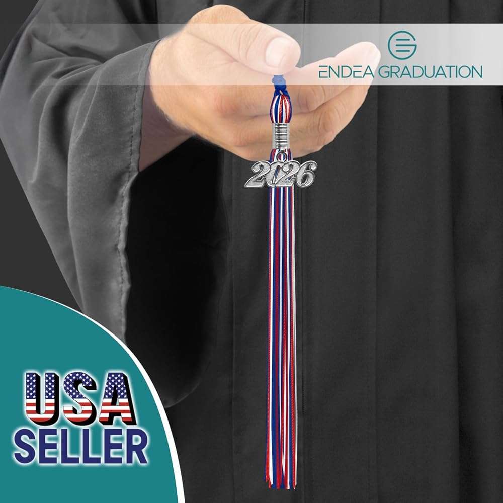 Endea Graduation Mixed Triple Color Tassel with Silver Date Drop - Image 2