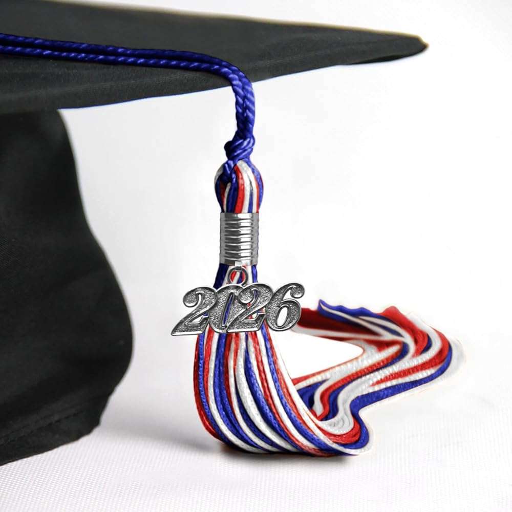 Endea Graduation Mixed Triple Color Tassel with Silver Date Drop - Image 4
