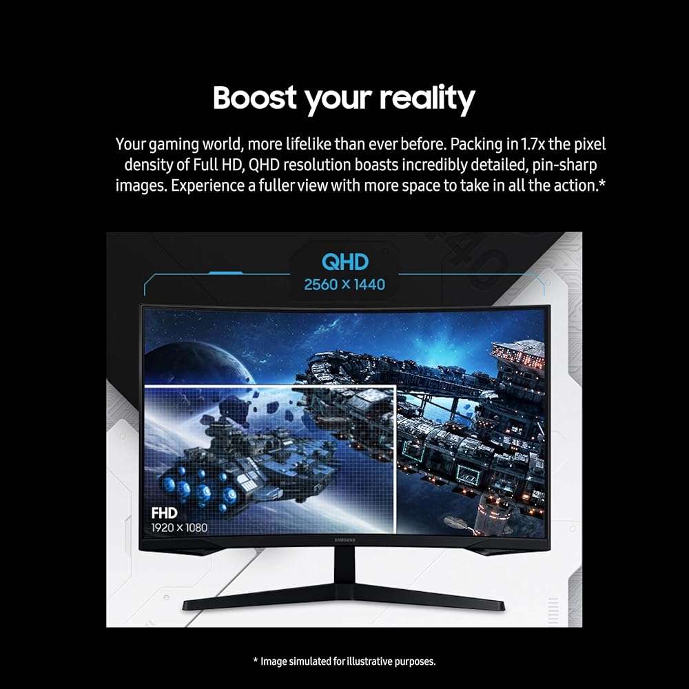 Samsung 27-Inch Odyssey G55C Series QHD 1000R Curved Gaming Monitor, 1ms(MPRT), HDR10, 165Hz, AMD Radeon FreeSync, Eye Care, LS27CG552ENXZA - Image 6