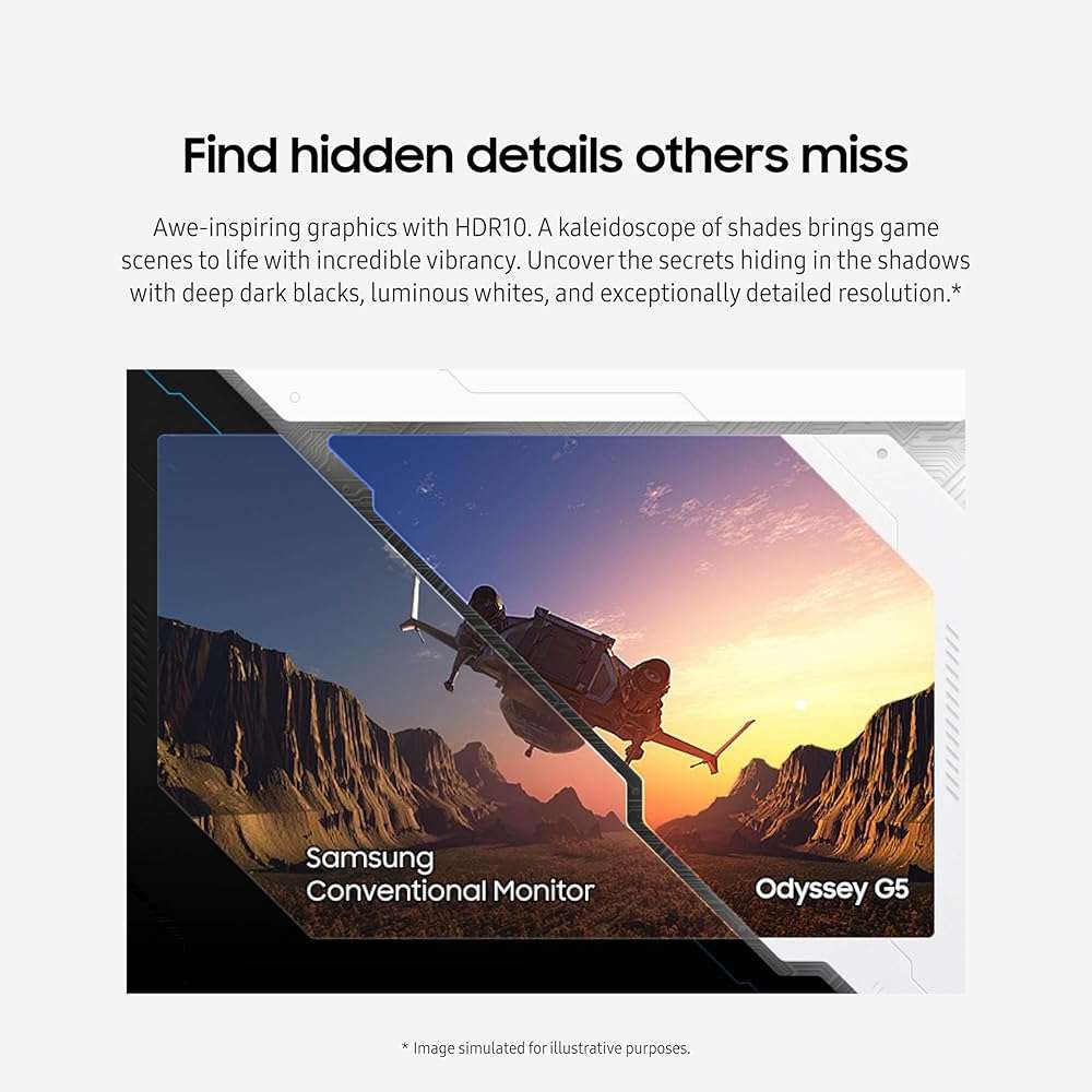 Samsung 27-Inch Odyssey G55C Series QHD 1000R Curved Gaming Monitor, 1ms(MPRT), HDR10, 165Hz, AMD Radeon FreeSync, Eye Care, LS27CG552ENXZA - Image 9