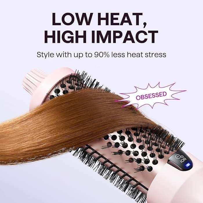 Wavytalk Thermal Brush Blowout Boost 1.5″ Heat Round Brush for Blowout Look | Negative Ion Technology, Tourmaline Ceramic, 5 Temperature Settings Dual Voltage, Less Damage, Sakura Pink - Image 6
