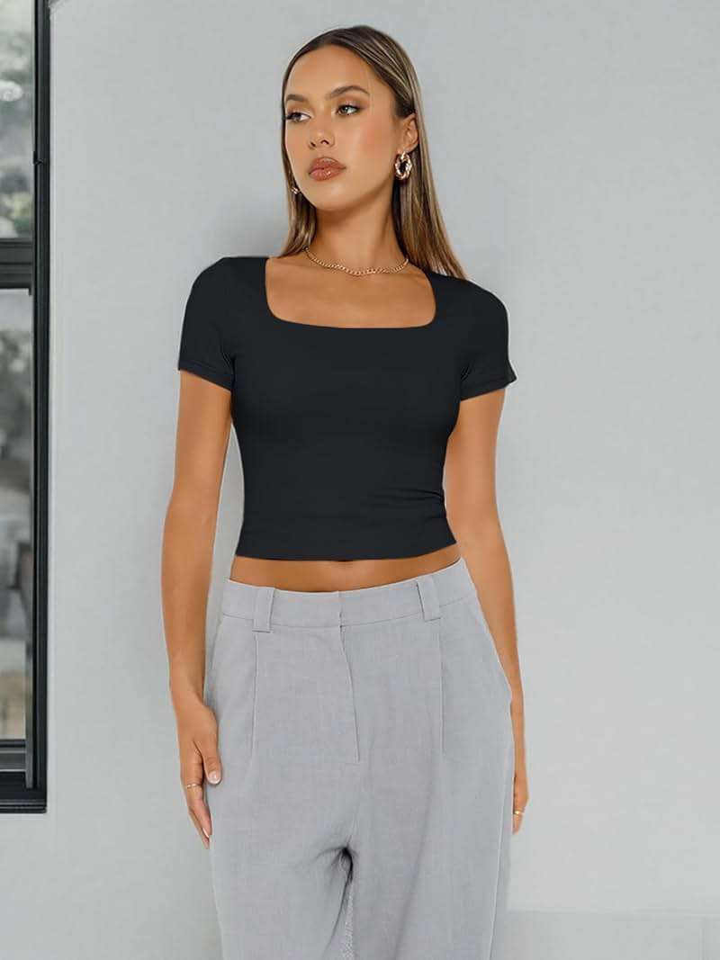 Trendy Queen Womens Double Lined Short Sleeve Crop Top for Summer Going Out - Image 7