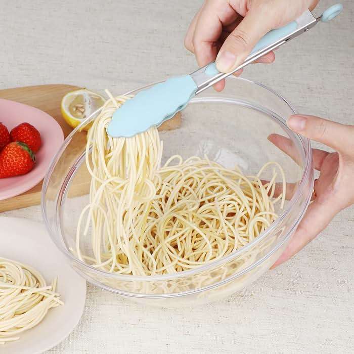 Hotec Mini Silicone Kitchen Tongs for Cooking - 7-Inch Small Serving Tongs with Silicone Tips, Set of 3 (Blue) - Image 6