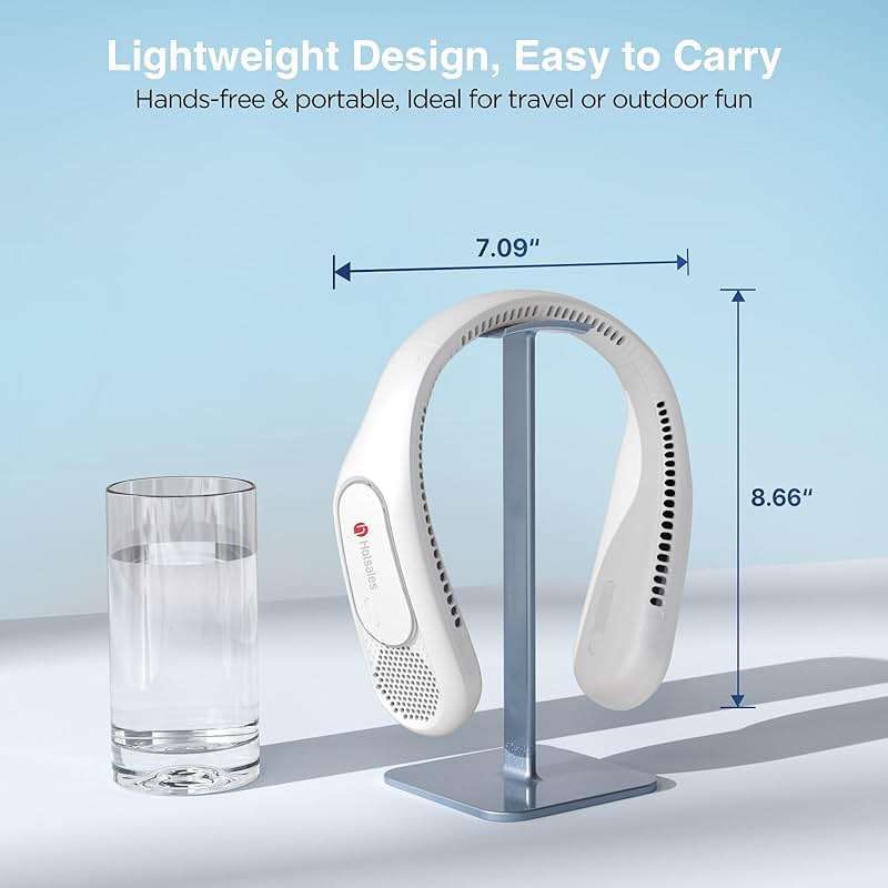 Hotsales Neck Fan, Hands Free Bladeless Neck Fans Portable Rechargeable, 6000 mAh Battery Operated Wearable Personal Fan, Cooling Neck Fan, 3 Speeds, USB Fan Gifts for Men, Women, Travel, Outdoor - Image 2
