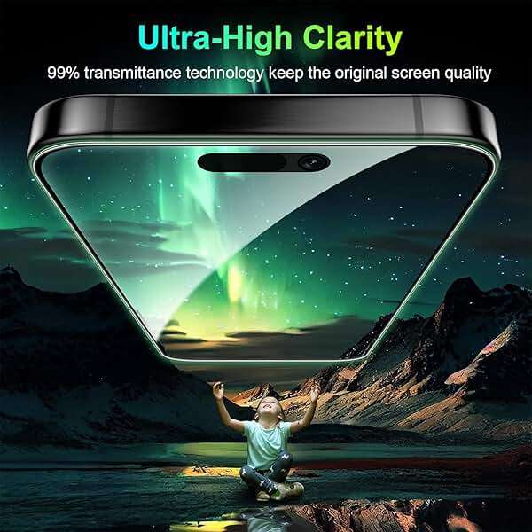 Esanik [2-Pack for iPhone 15 Pro Max 360° Privacy Screen Protector - 4-Way Anti-Spy Tempered Glass,Shatterproof, Anti-Peep, Scratch Resistant,Easy Installation Frame Included - Image 6