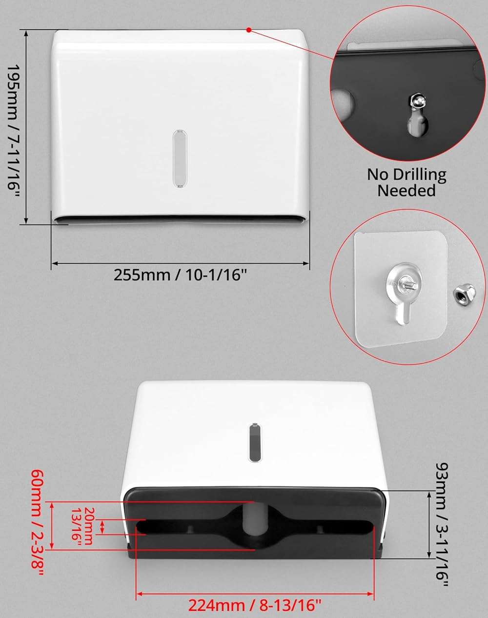 QWORK Wall Mount Paper Towel Dispenser 2 Pack – Tri-Fold Holder with Lock for Bathroom, Kitchen & Office - Image 3