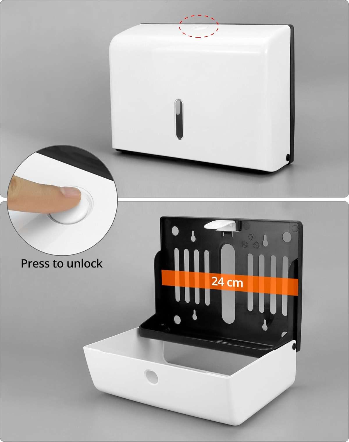 QWORK Wall Mount Paper Towel Dispenser 2 Pack – Tri-Fold Holder with Lock for Bathroom, Kitchen & Office - Image 5