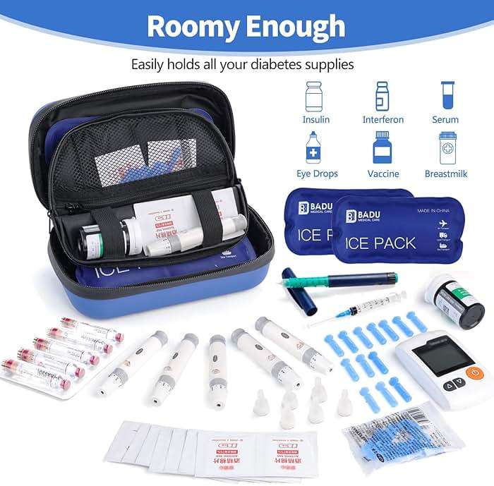 HIMDUZE Insulin Cooler Travel Case TSA Approved Refrigerated Medicine Cooler for Travel w/Thermometer Temperature Diabetic Travel Case w/2 Reusable Ice Packs for Daily Life Trip, Blue - Image 3