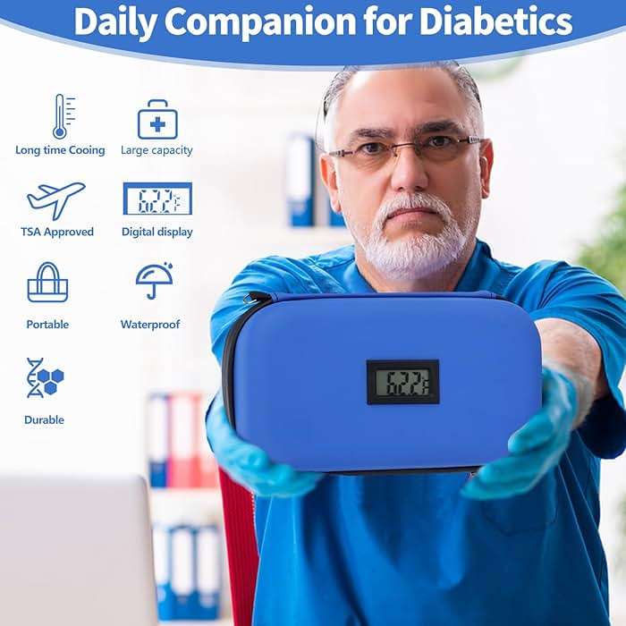 HIMDUZE Insulin Cooler Travel Case TSA Approved Refrigerated Medicine Cooler for Travel w/Thermometer Temperature Diabetic Travel Case w/2 Reusable Ice Packs for Daily Life Trip, Blue - Image 7