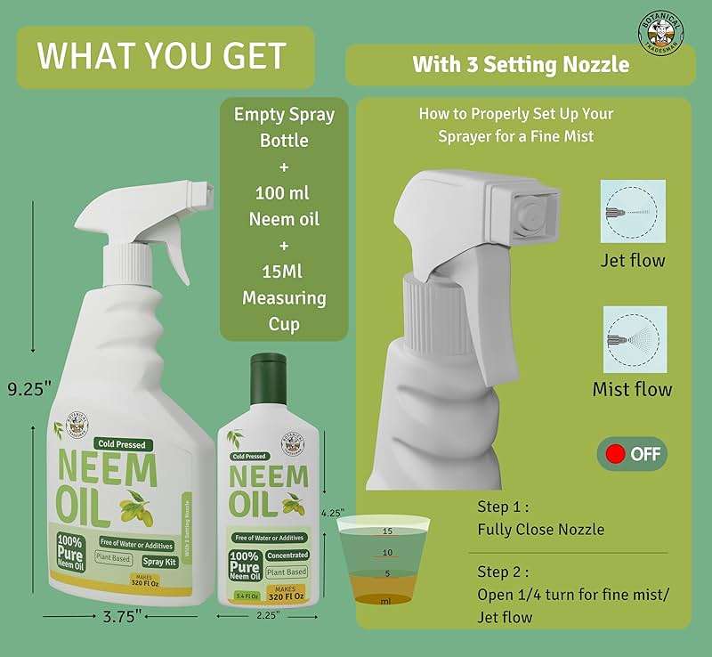 Botanical Tradesman Neem Oil Spray for Plants (Makes 320 Fl Oz)- Pure Cold Pressed Neem Oil | Indoor & Outdoor - Image 3
