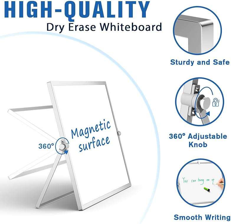 Grtard Dry Erase Magnetic White Board, 16''x12'' Double-Sided Desktop Whiteboard with Stand, Portable Small Whiteboard Set, Dry Erase Board for to-Do Lists, Planning & Office, Home - Image 4