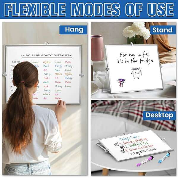 Grtard Dry Erase Magnetic White Board, 16''x12'' Double-Sided Desktop Whiteboard with Stand, Portable Small Whiteboard Set, Dry Erase Board for to-Do Lists, Planning & Office, Home - Image 6