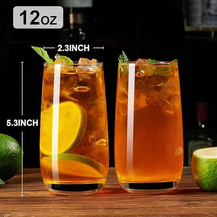 PARACITY Highball Glasses Set of 2, Drinking Glasses 12 Oz, Clear Glass Cups, Tall Tumbler Water Glasses, Glassware Set for Cocktail, Coffee, Mojitos - Image 3