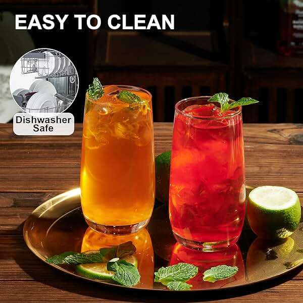 PARACITY Highball Glasses Set of 2, Drinking Glasses 12 Oz, Clear Glass Cups, Tall Tumbler Water Glasses, Glassware Set for Cocktail, Coffee, Mojitos - Image 4